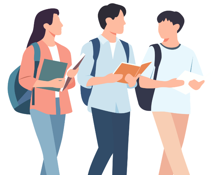 Students studying illustration